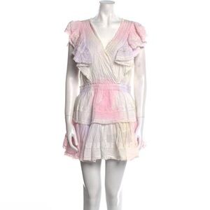 Designer LoveShackFancy Mini Dress, white w/ pink & purple